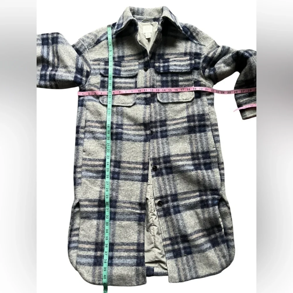 H&M long shacket gray / navy blue size XS.